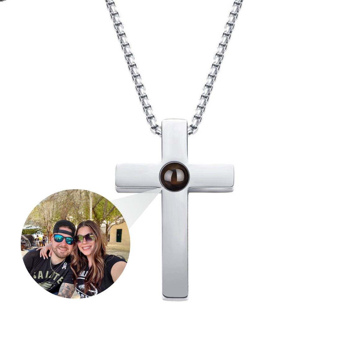 Phomora Religious Cross photo necklace