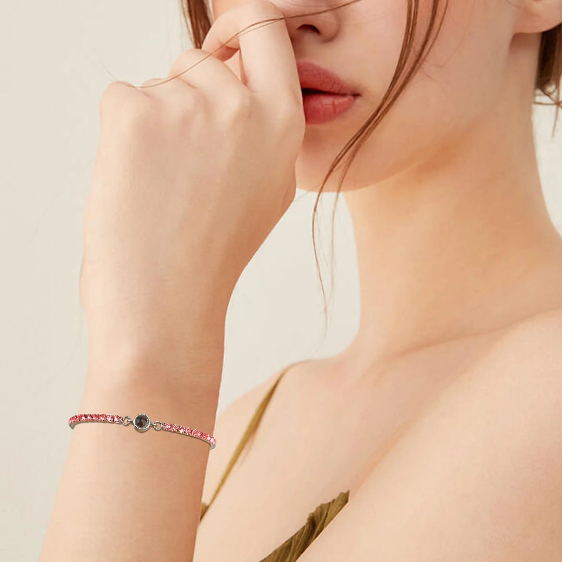 Personalized tennis photo bracelet gift for her