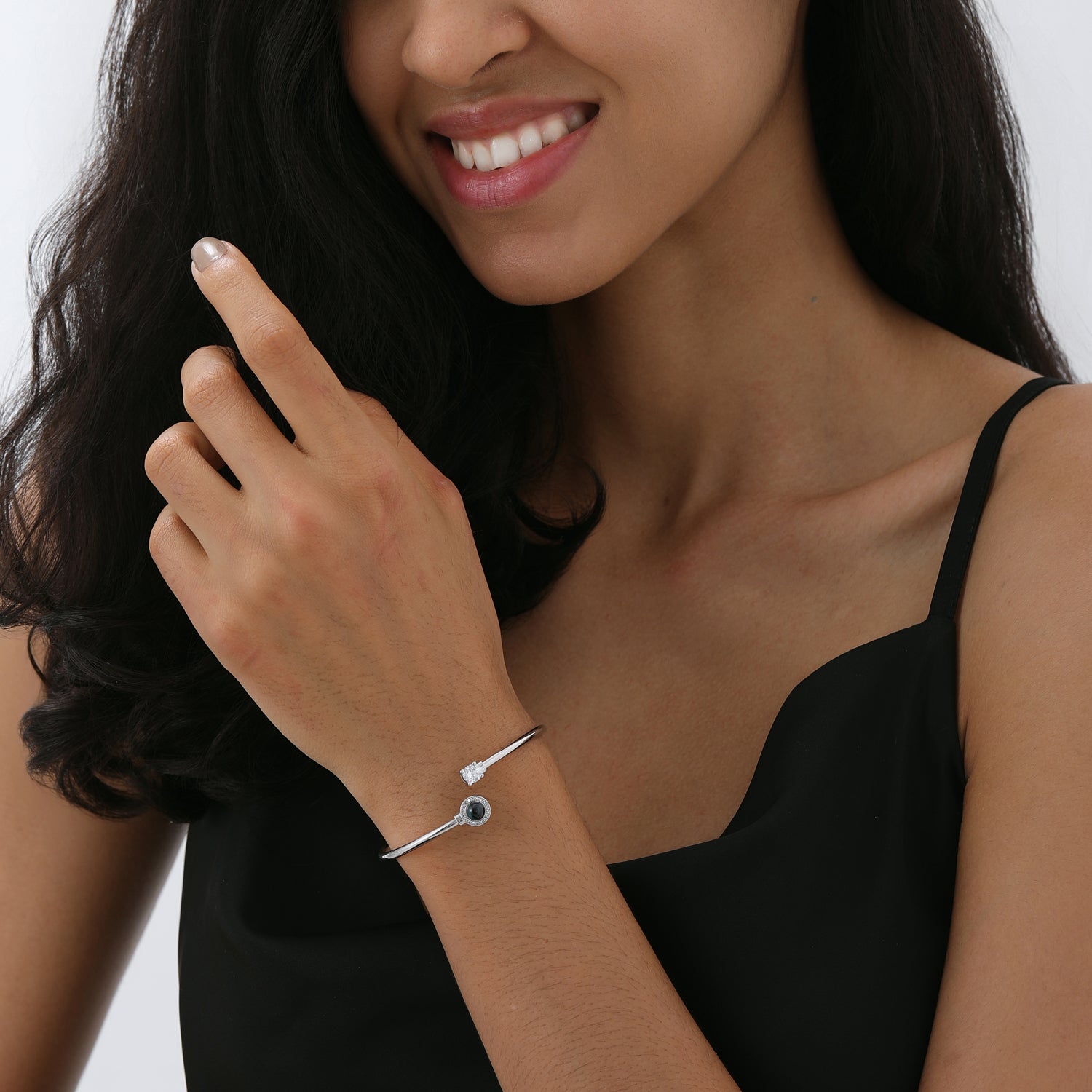 Custom projection photo bracelet with crystal and zirconia details