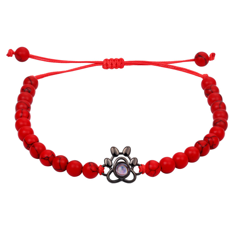 Personalized gemstone paw photo bracelet gift for pet lovers