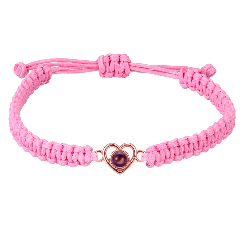 Intertwined Memories Heart Shaped Braided Projection Photo Bracelet