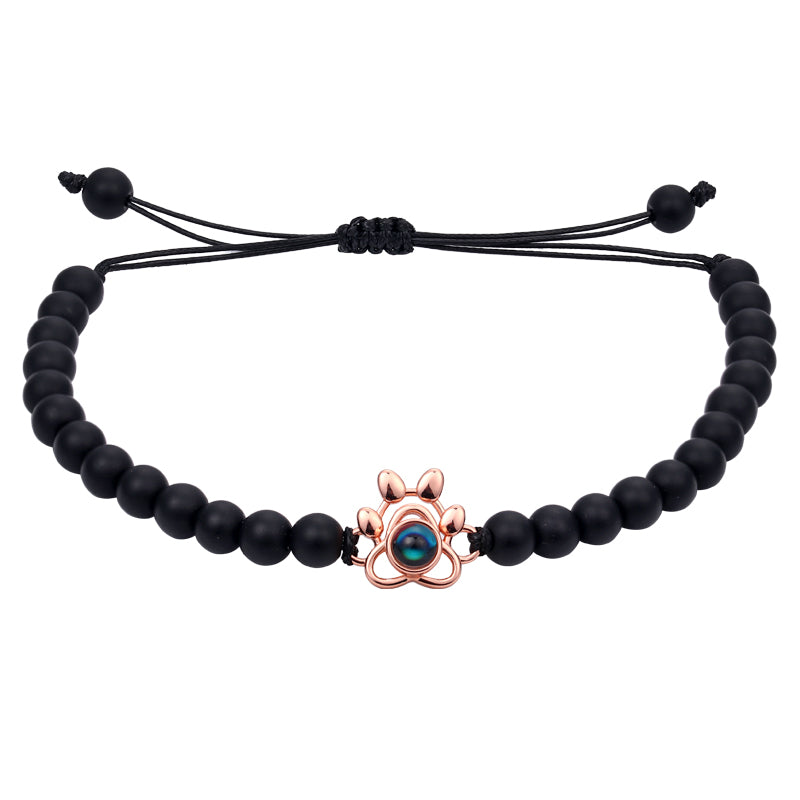 Personalized gemstone paw photo bracelet gift for pet lovers