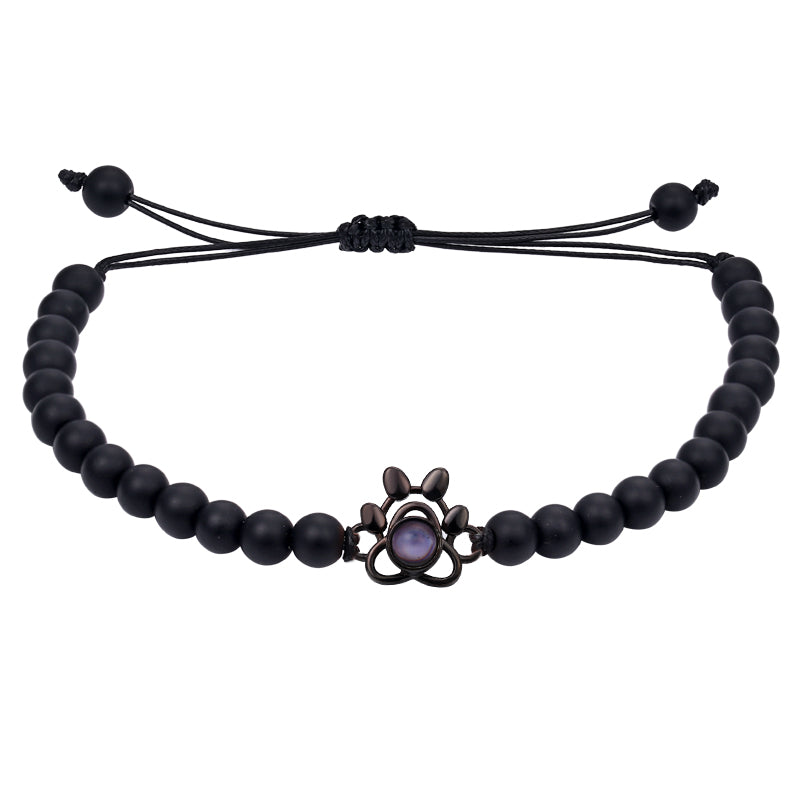 Personalized gemstone paw photo bracelet gift for pet lovers