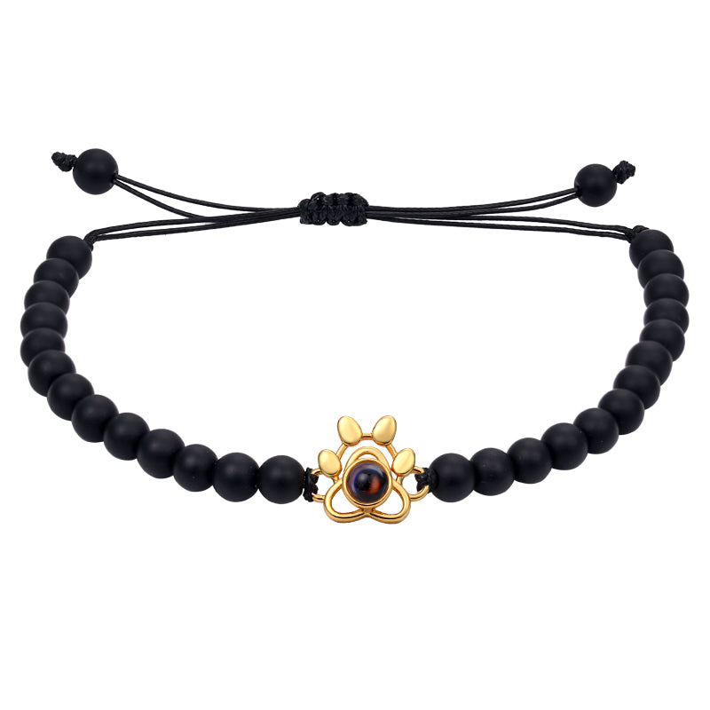 Personalized gemstone paw photo bracelet gift for pet lovers