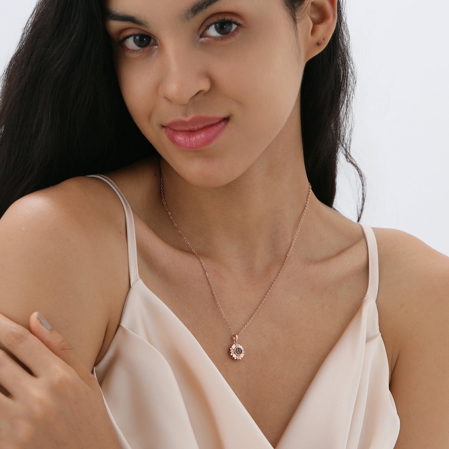 Custom projection jewelry gift for her with flower design