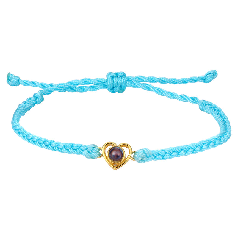 Phomora Couple Heart Charms Photo Bracelet with two personalized heart charms