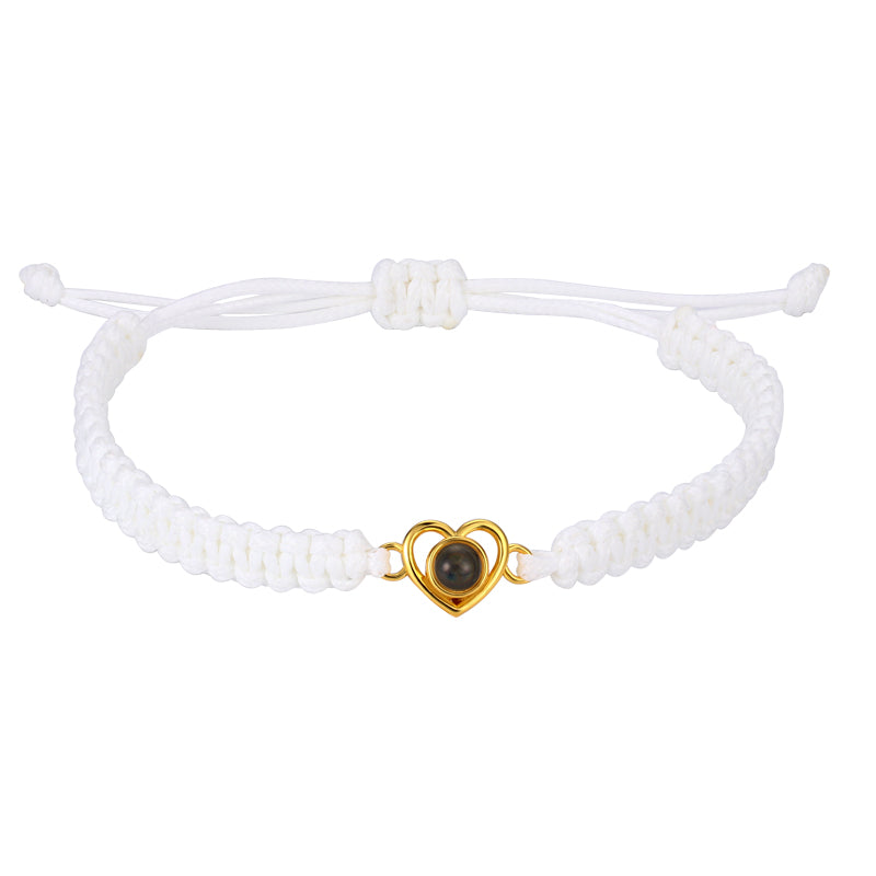 Intertwined Memories Heart Shaped Braided Projection Photo Bracelet