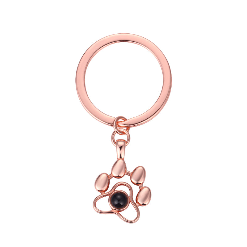 Phomora Dog Paw Shaped Photo Keychain with custom pet photo