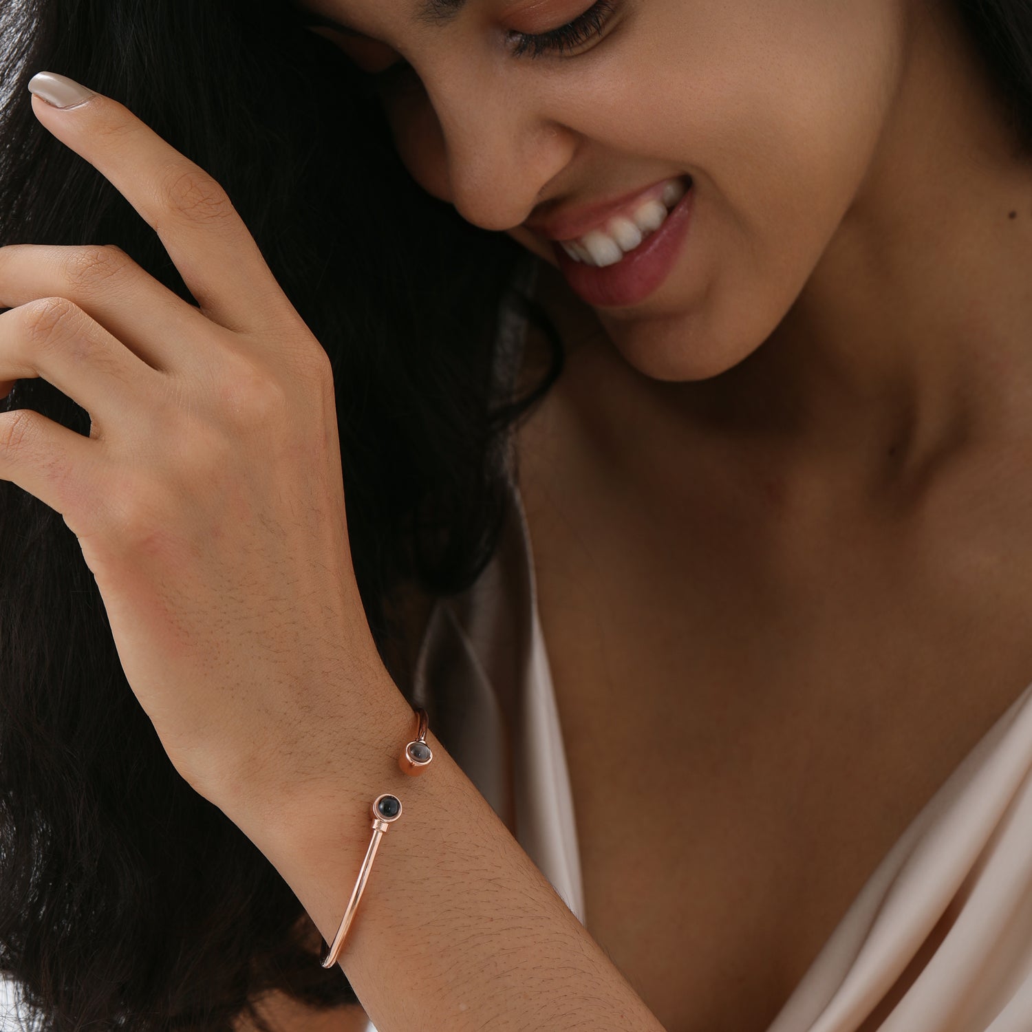 Custom projection bangle bracelet for her by Phomora