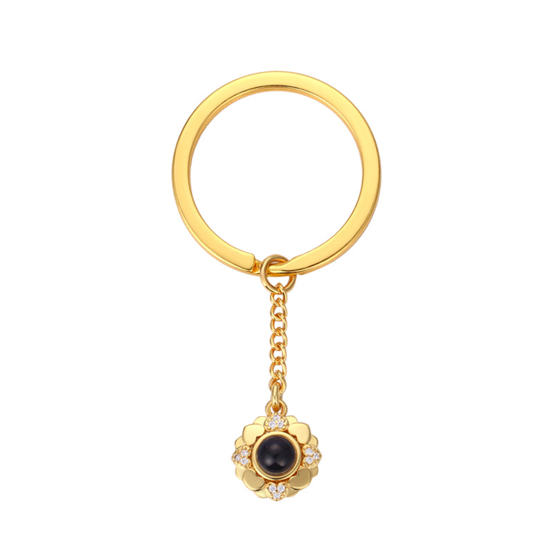 Custom sentimental keychain with floral photo design