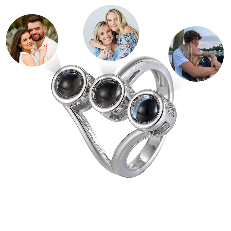 Unparalleled Allure Triple Projection Photo Ring with three hidden photos