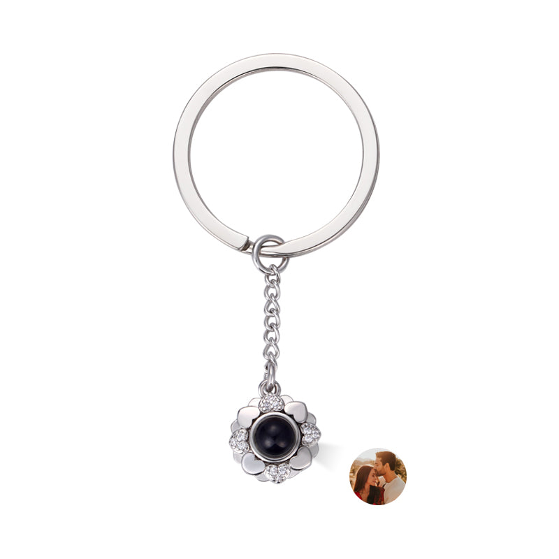 Phomora Flower Photo Keychain with custom photo insert