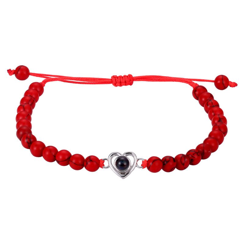 Phomora Gemstone Glow Heart Photo bead Bracelet