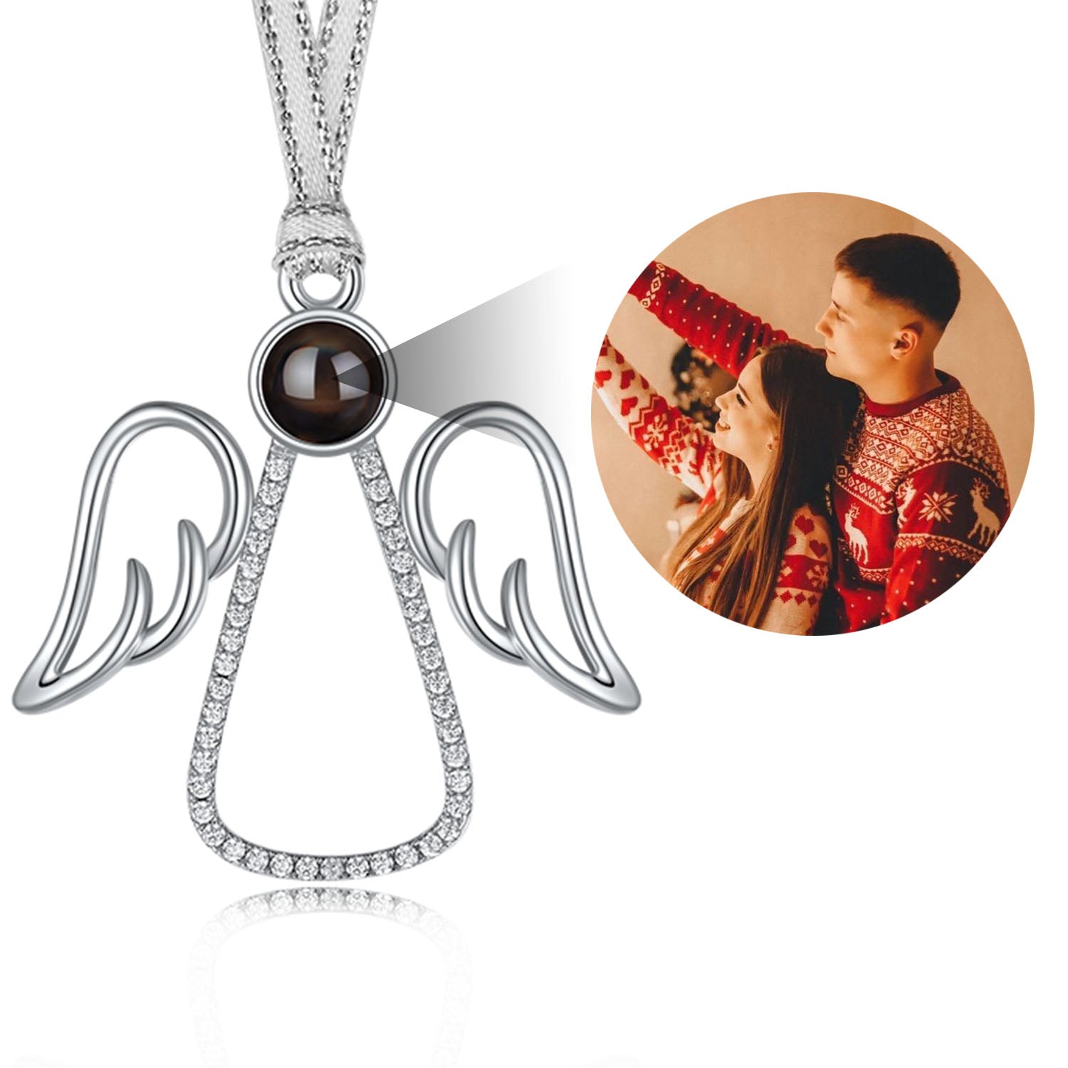 Personalized Angel Photo Ornament with wings design by Phomora