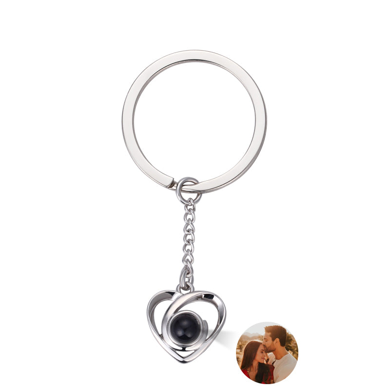 Phomora Heart-Shaped Photo Keychain with custom photo insert