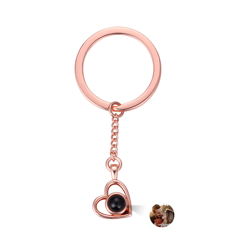 Phomora Tilted Heart Photo Keychain with custom photo insert