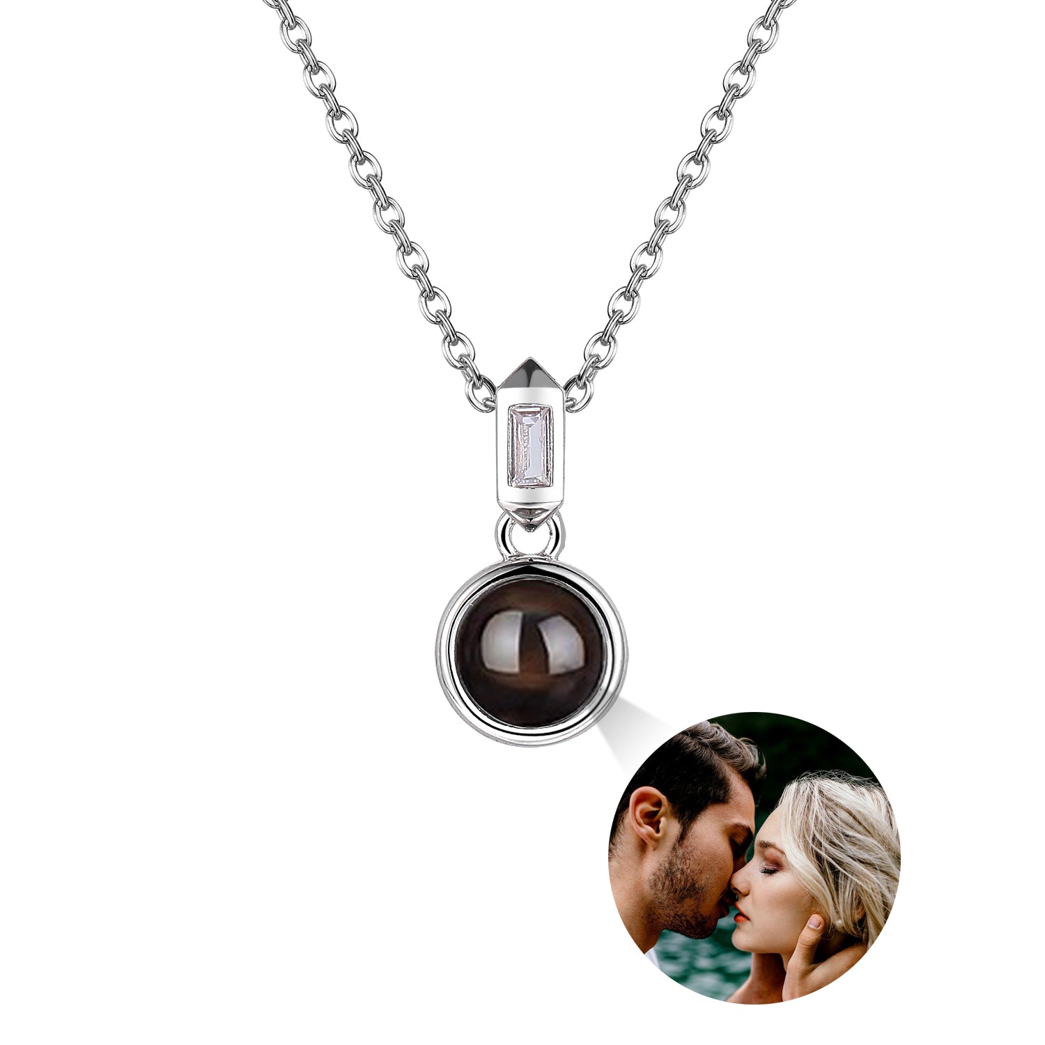 Everyday Glamour Photo Projection Necklace with hidden picture inside pendant”