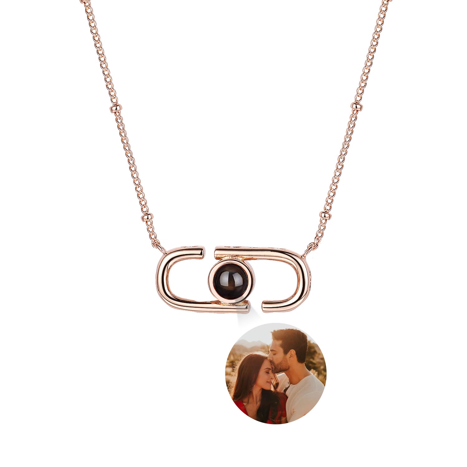 Sparkling heart projection photo necklace with hidden picture inside pendant