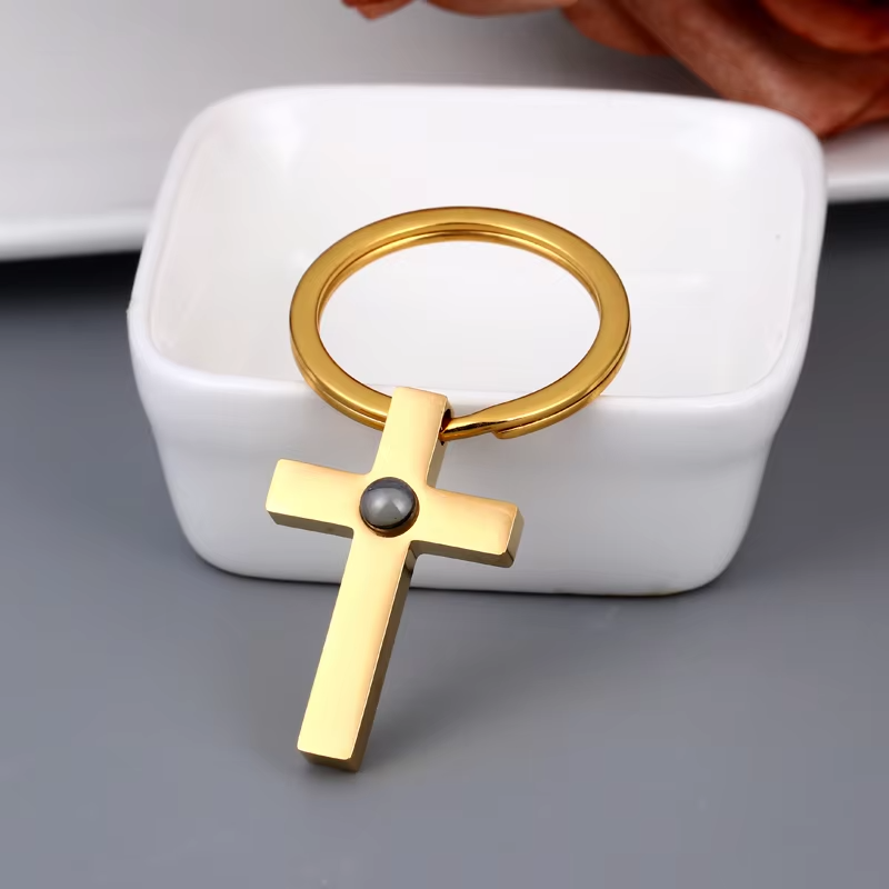Phomora Minimalist Cross Photo Keychain