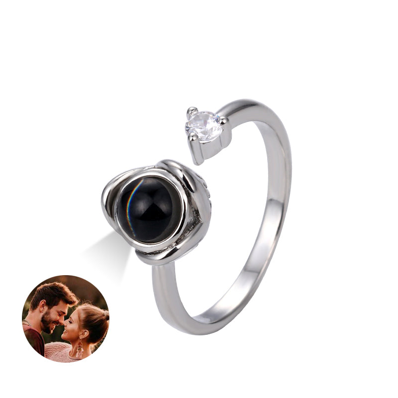 Phomora Personalized photo projection rose ring with hidden picture inside