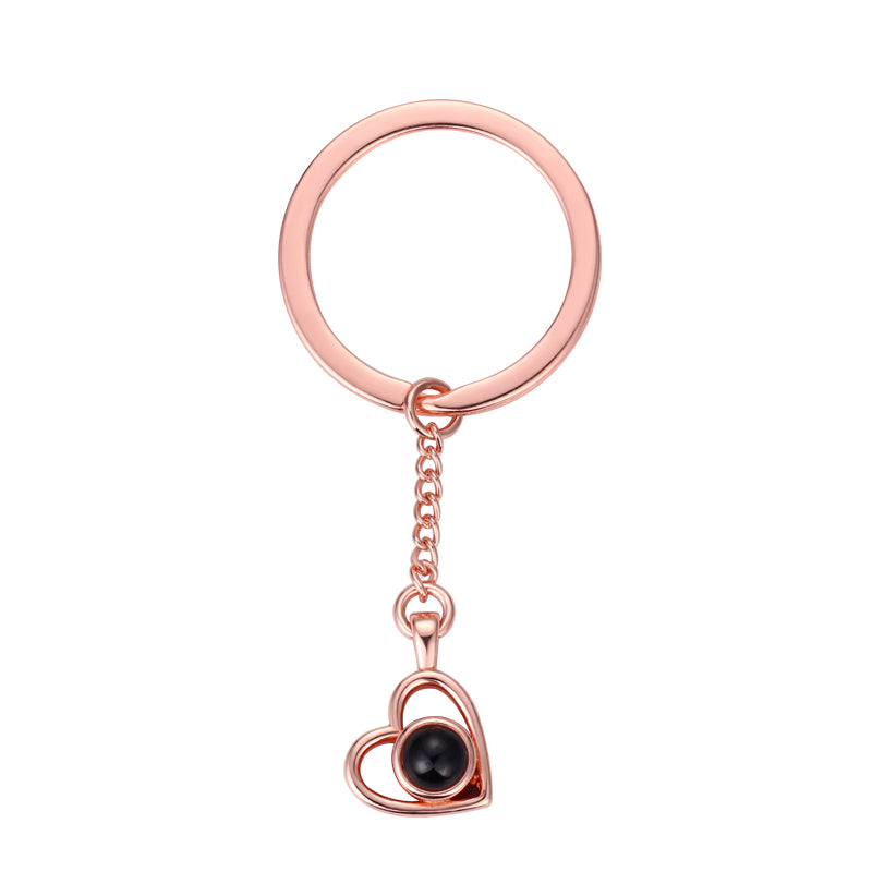 Phomora Tilted Heart Photo Keychain with custom photo insert