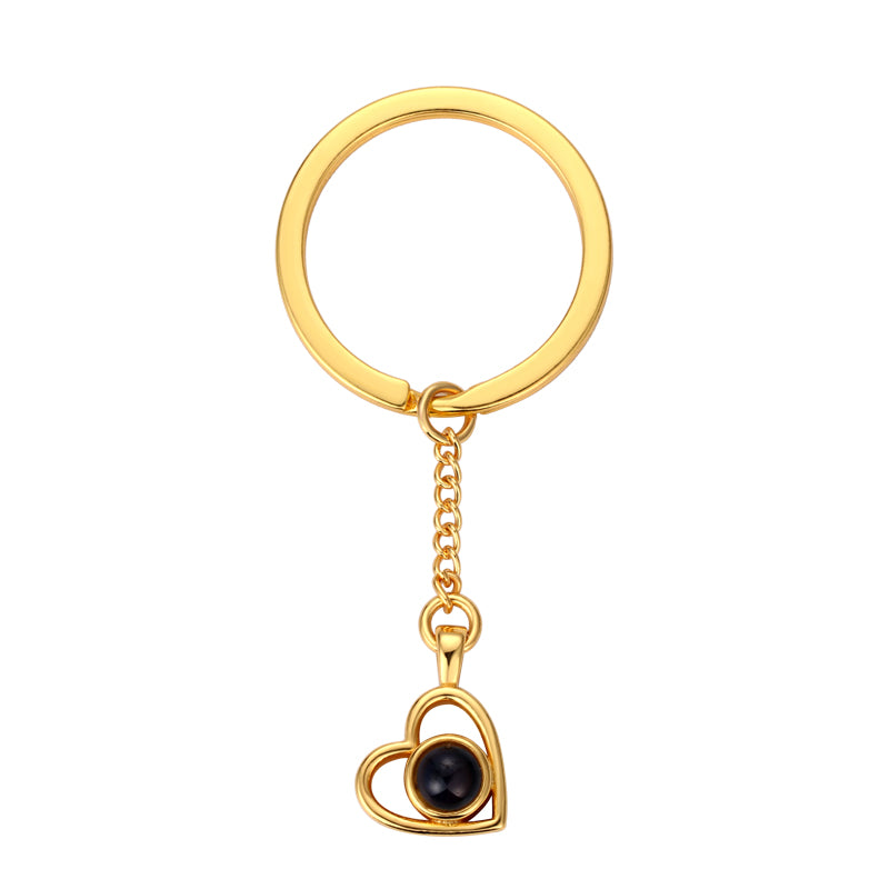 Personalized tilted heart photo keychain gift by Phomora