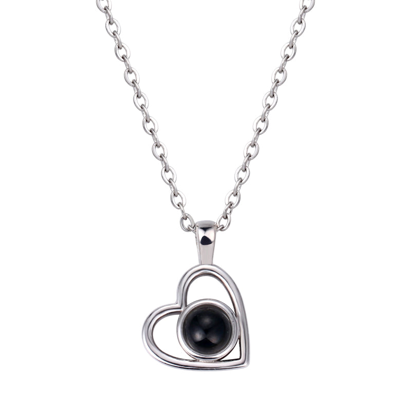 Phomora Beveled Heart-Shaped Photo Necklace