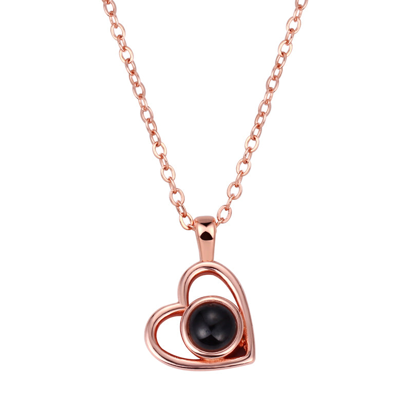Phomora Beveled Heart-Shaped Photo Necklace
