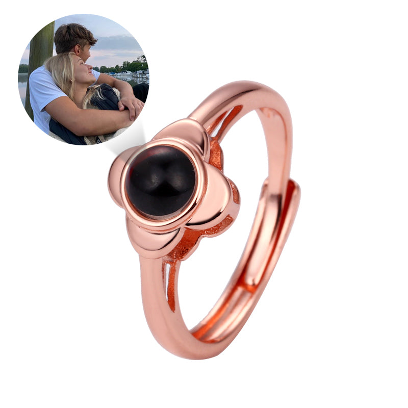Phomora Flower Photo Ring with hidden personalized photo