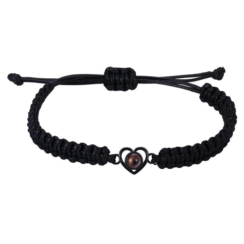 Intertwined Memories Heart Shaped Braided Projection Photo Bracelet