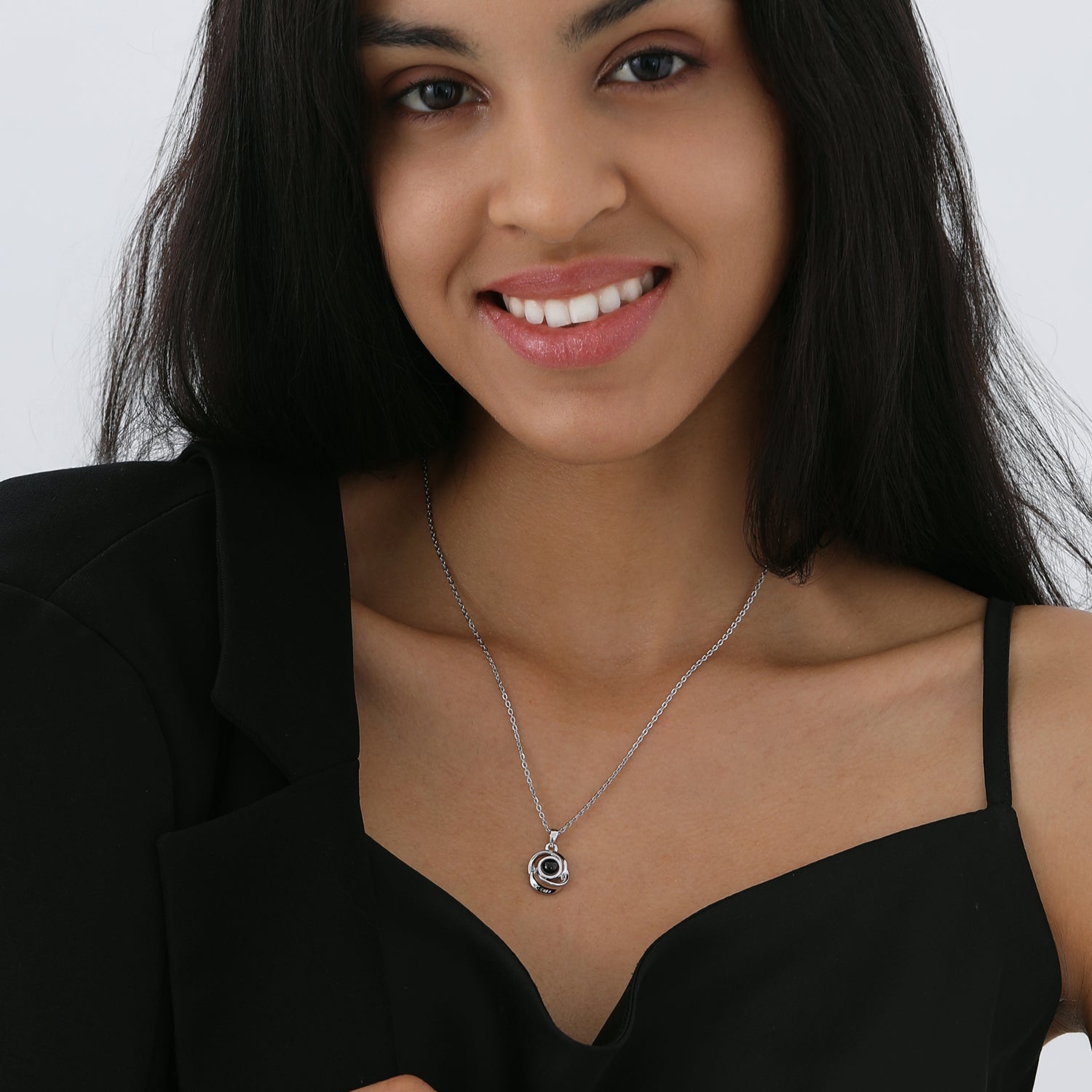 Custom flower pendant necklace personalized with photo