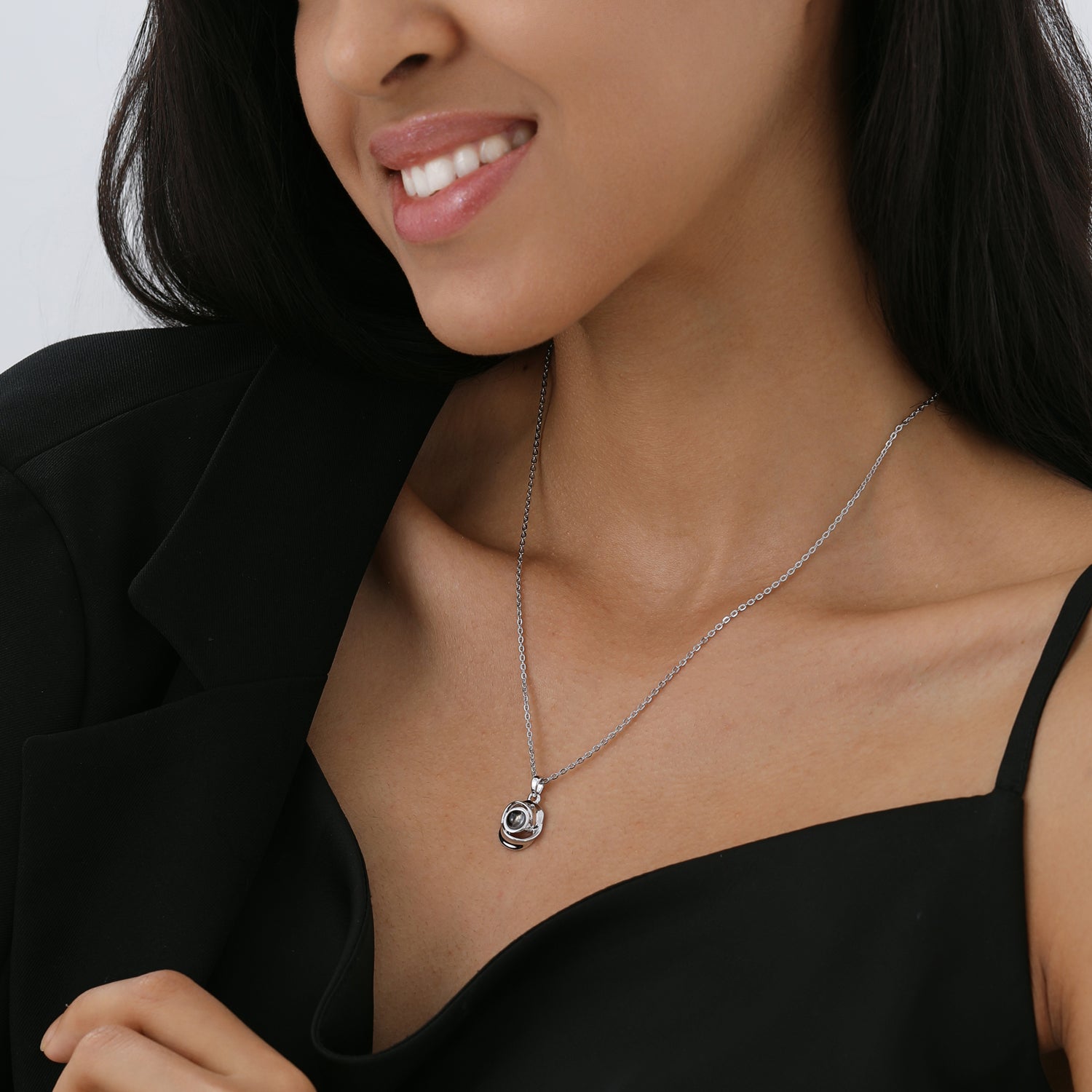 Custom flower pendant necklace personalized with photo