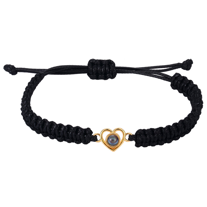Intertwined Memories Heart Shaped Braided Projection Photo Bracelet