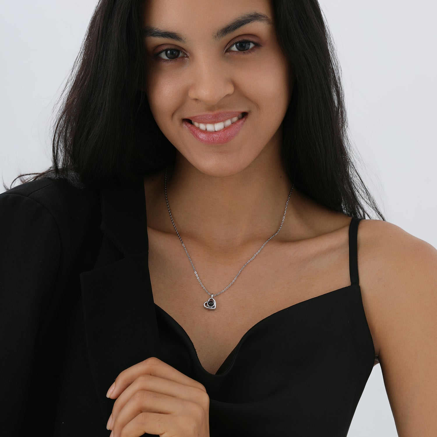 Phomora Beveled Heart-Shaped Photo Necklace