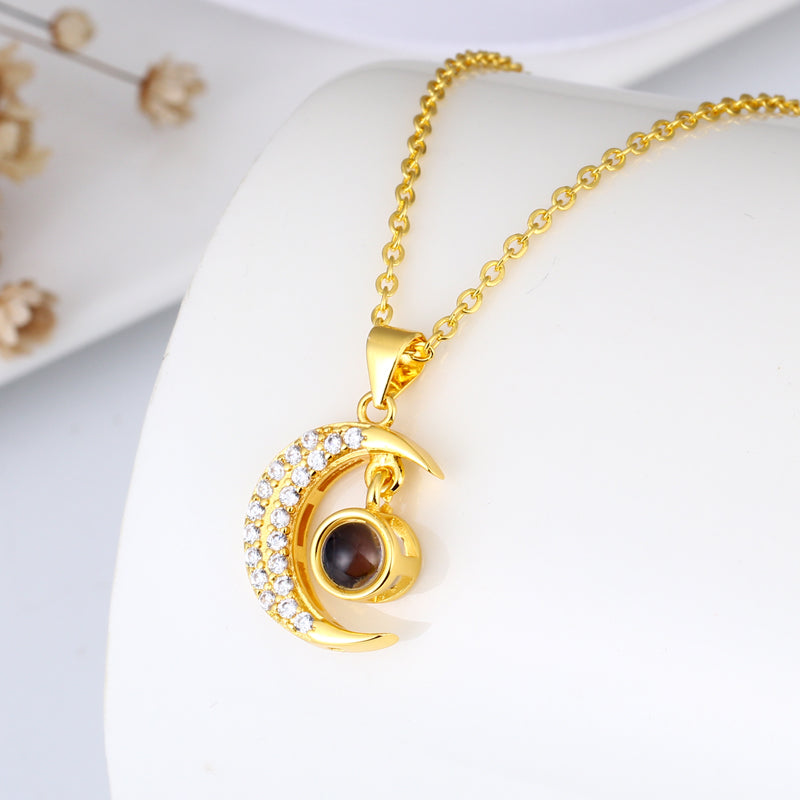 Phomora Delicate Lunar Zirconia photo necklace with hidden picture projection