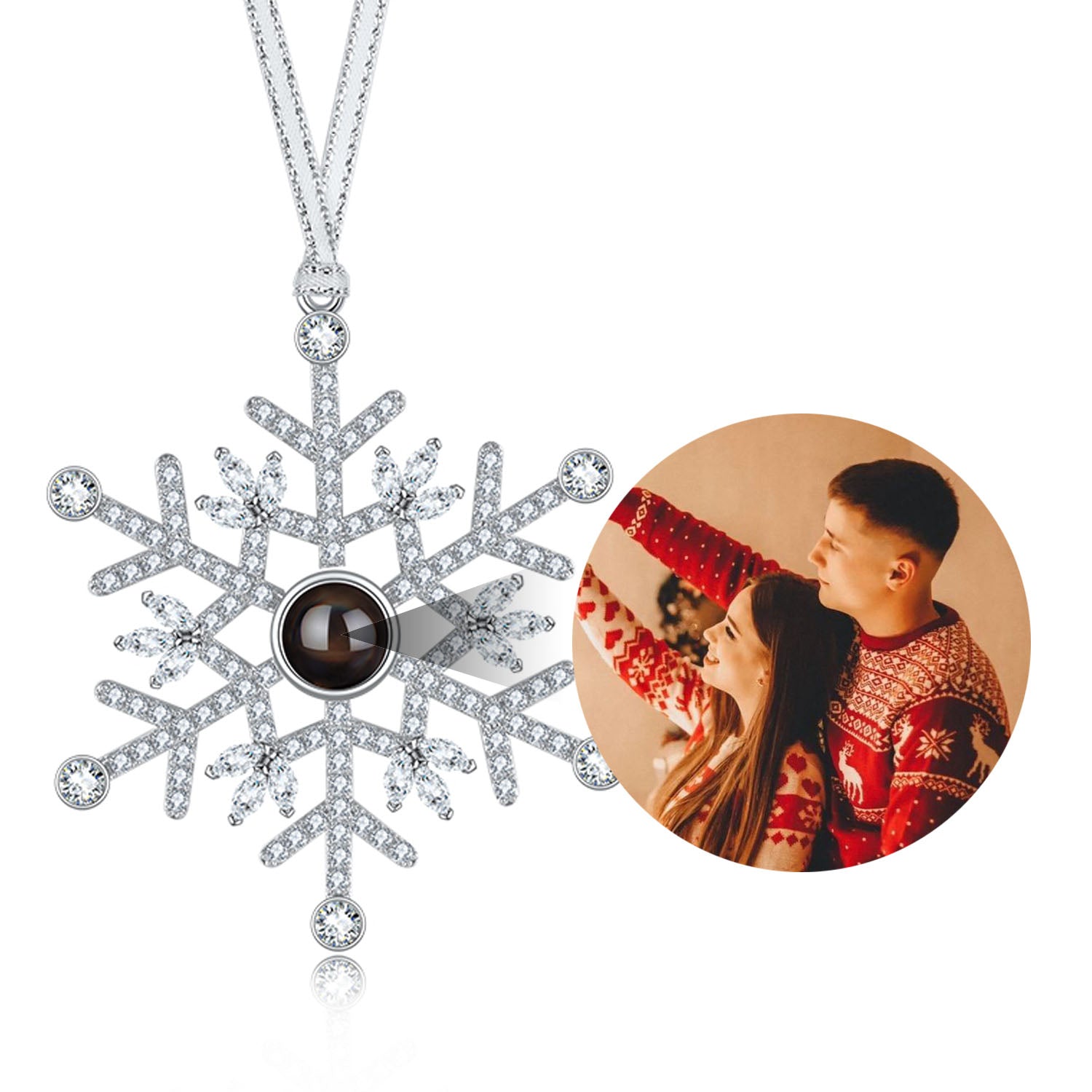 Personalized Snowflake Photo Ornament with custom image for Christmas