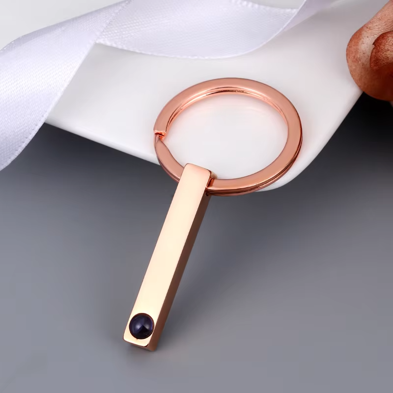 Custom modern rectangular photo keychain by Phomora