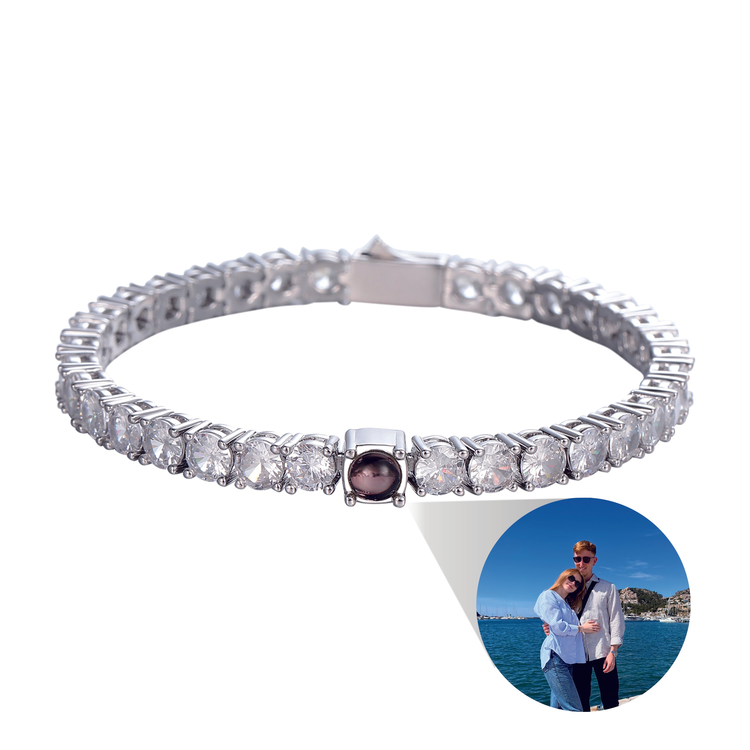 Phomora Tennis Photo Bracelet with hidden photo charm