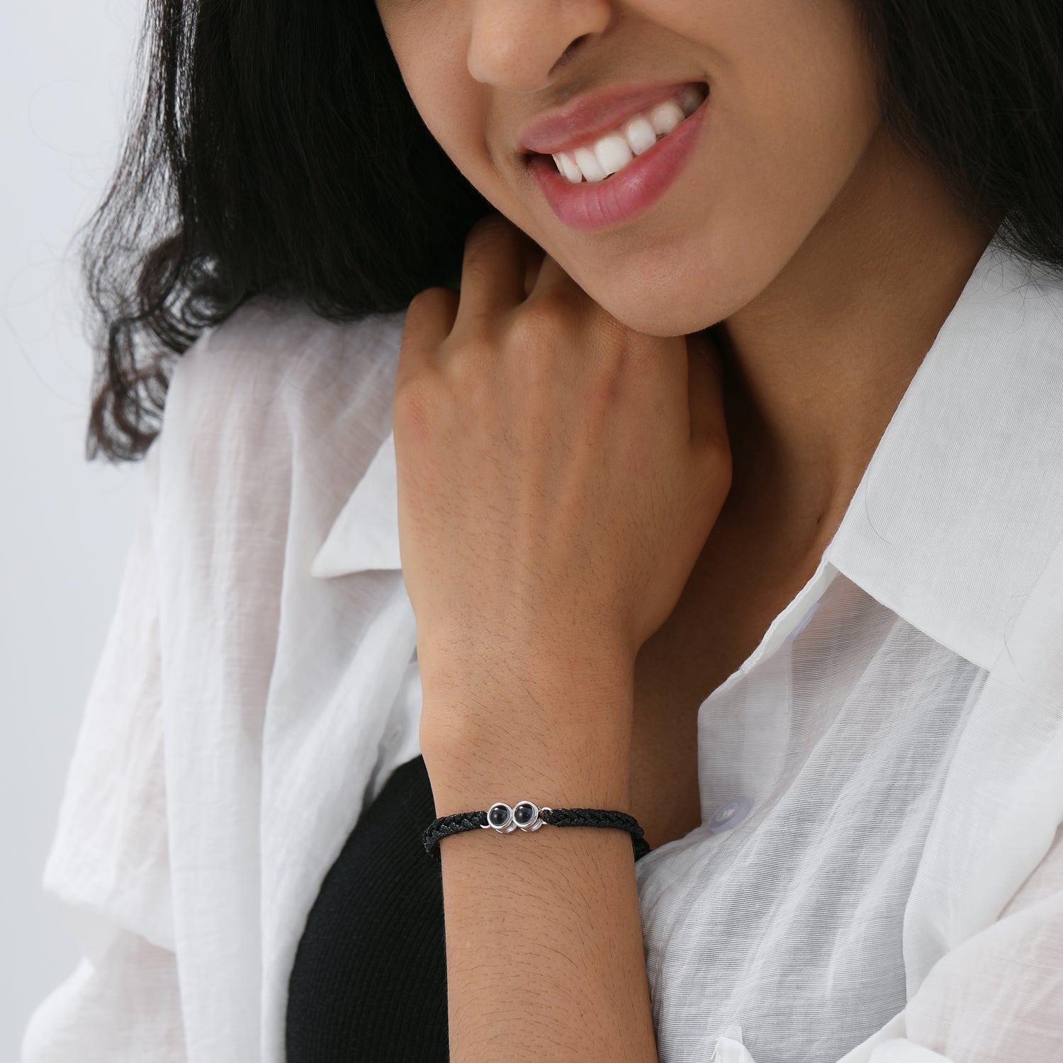 Phomora Entwined Dual Picture Bracelet with personalized photos