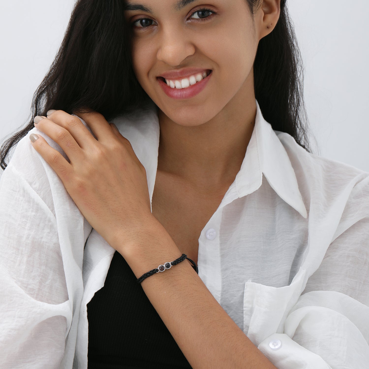 Phomora Entwined Dual Picture Bracelet with personalized photos