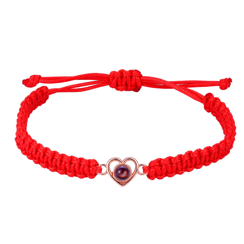 Intertwined Memories Heart Shaped Braided Projection Photo Bracelet