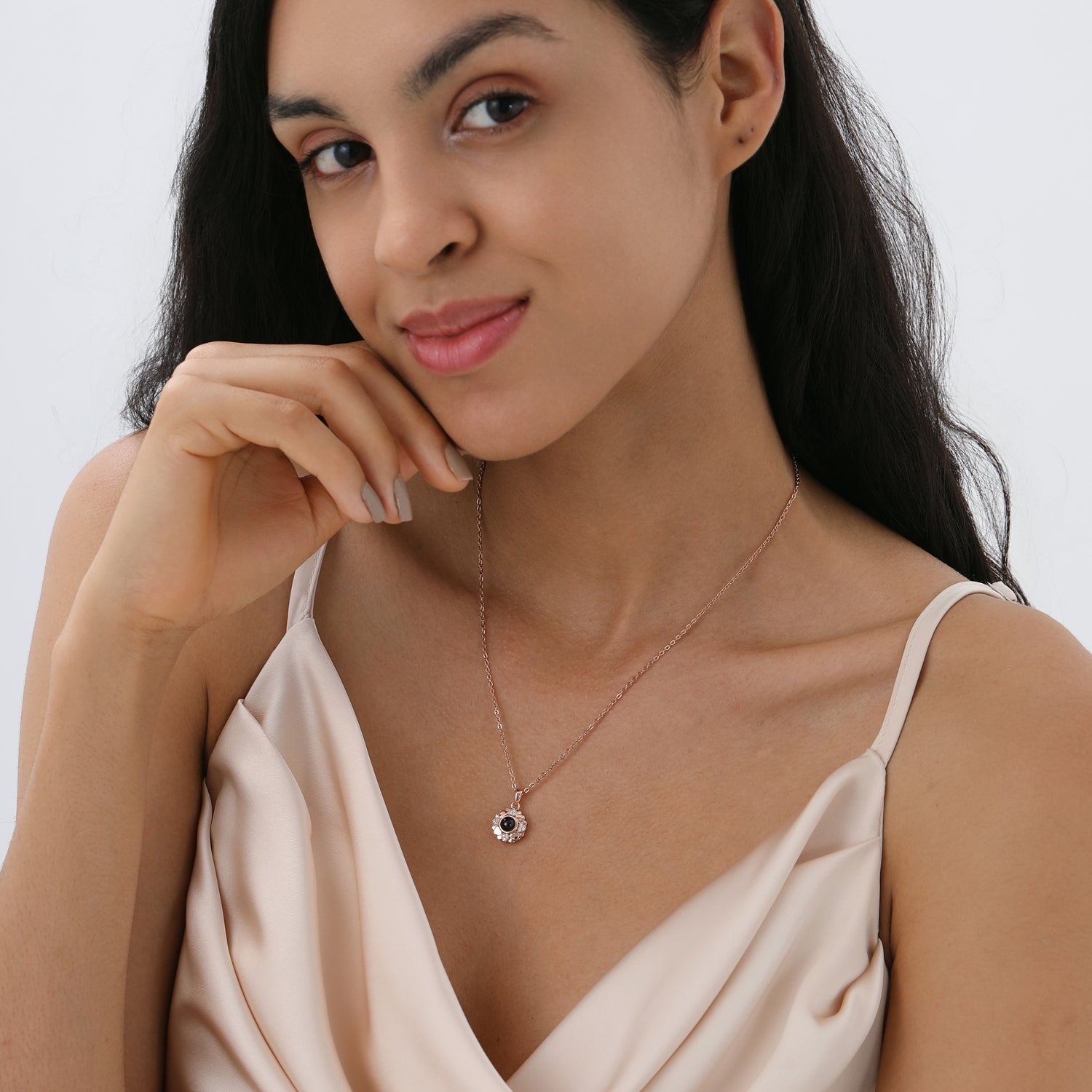 Phomora Blossom Photo Projection Necklace with custom image