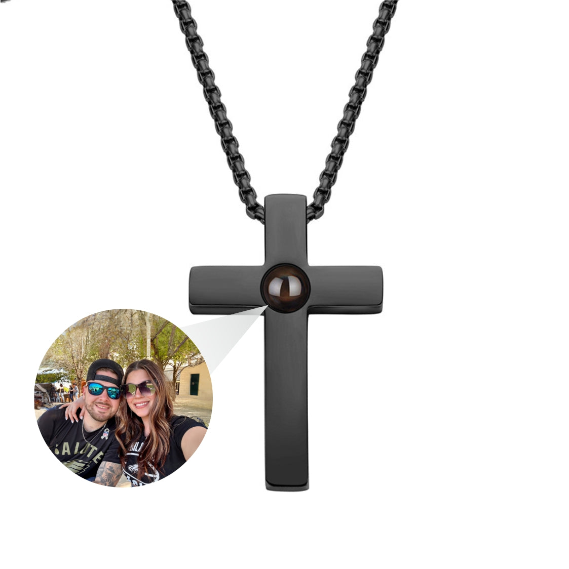 Phomora Religious Cross photo necklace