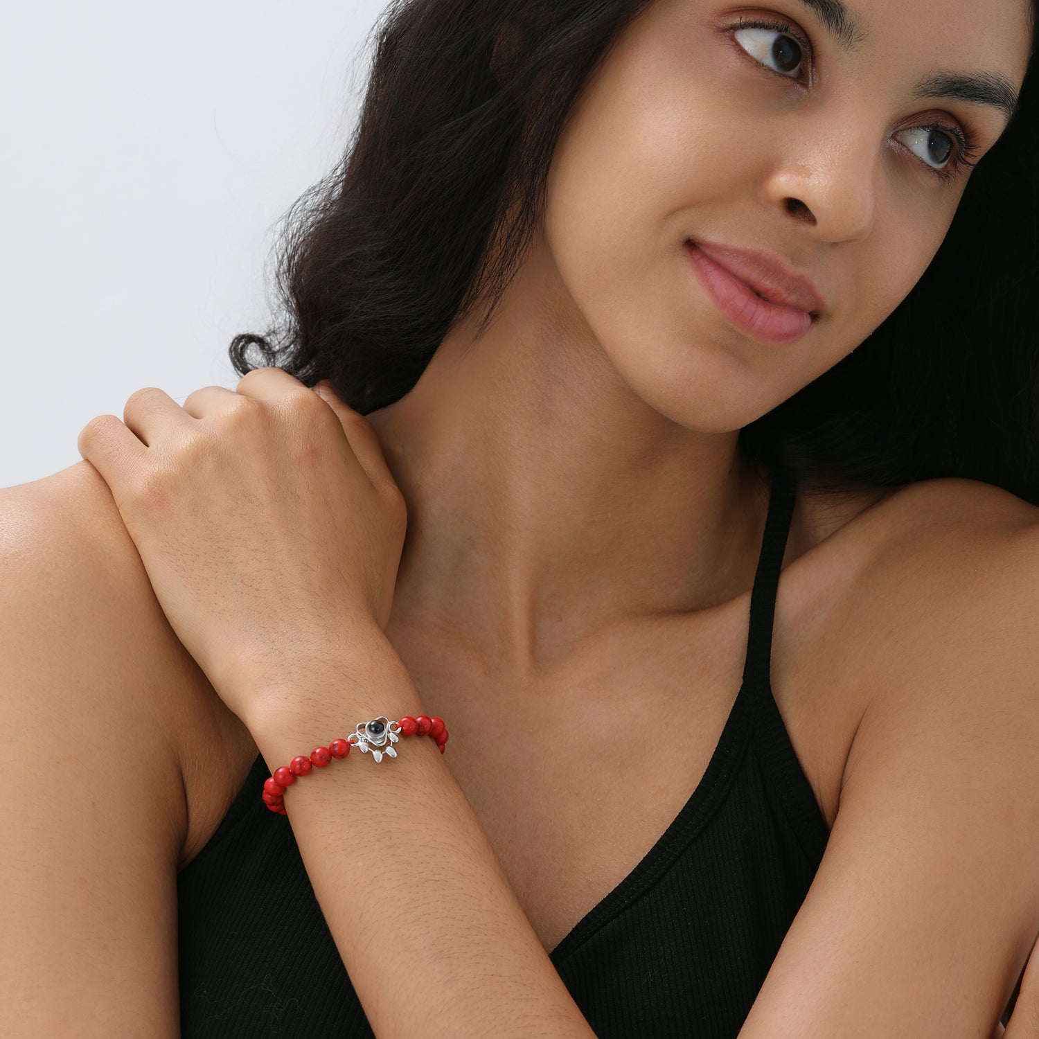 Phomora Gemstone Glow Paw Photo Bracelet with hidden paw photo charm