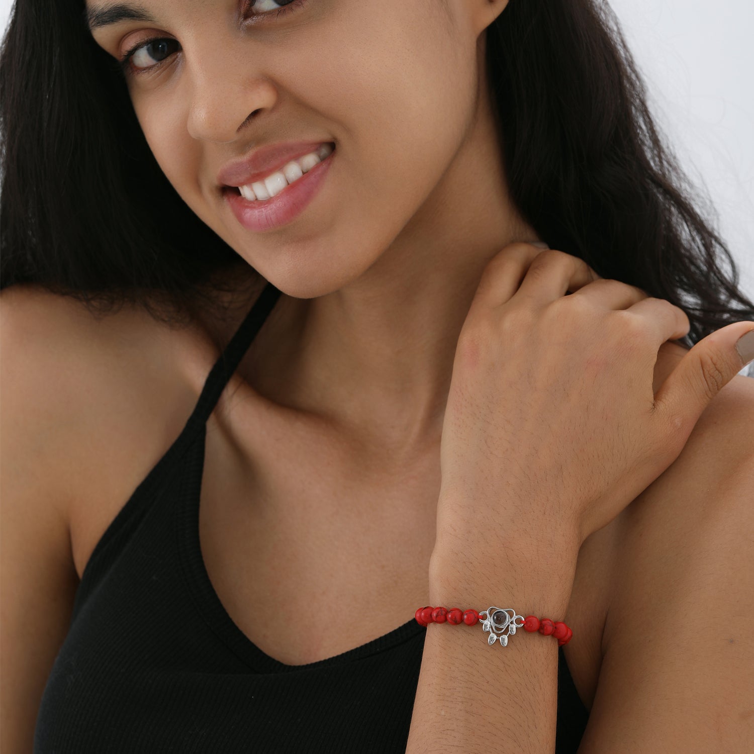 Phomora Gemstone Glow Paw Photo Bracelet with hidden paw photo charm