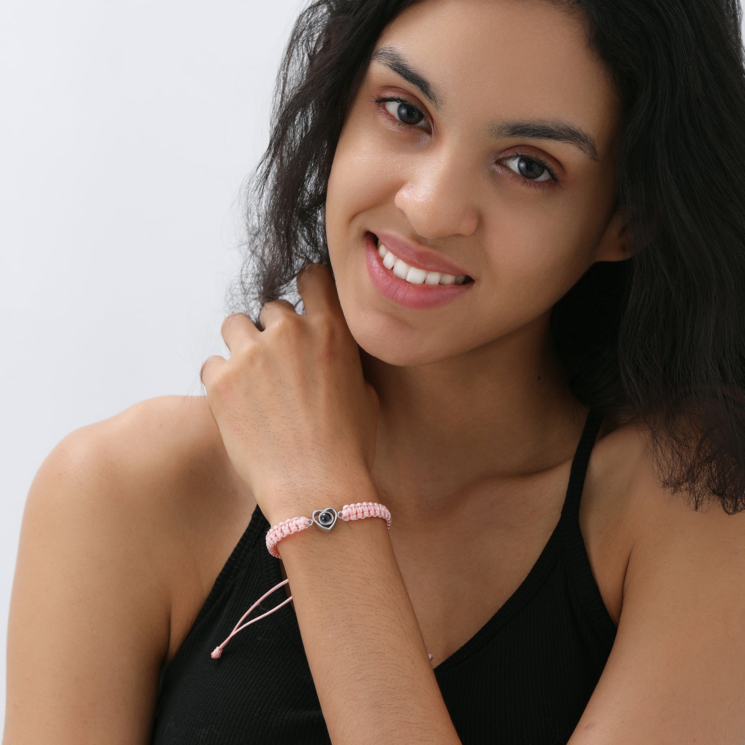 Intertwined Memories Heart Shaped Braided Projection Photo Bracelet