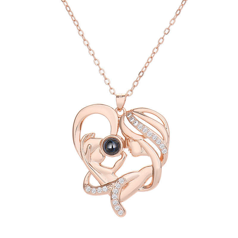 Mom Heart Projection Photo Necklace