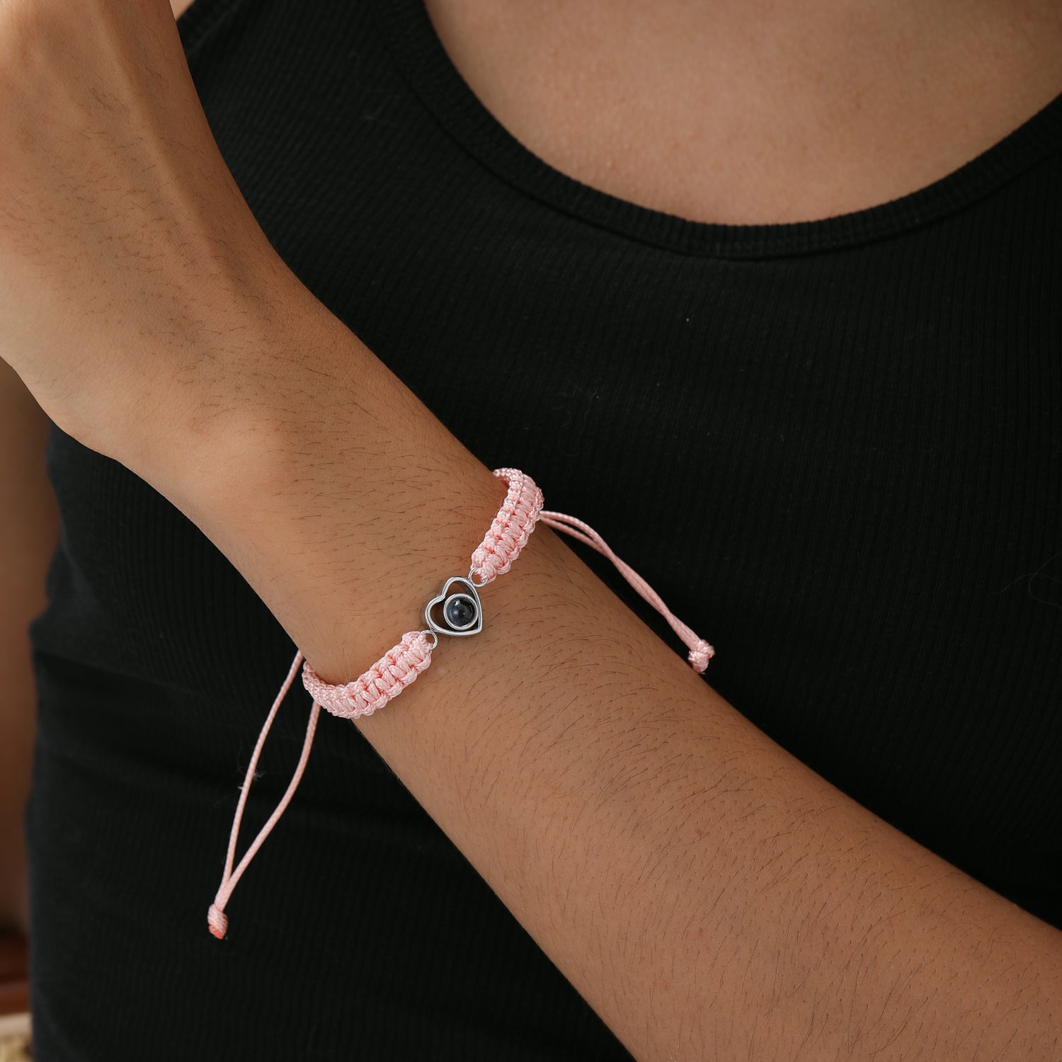 Personalized braided photo jewelry gift for her