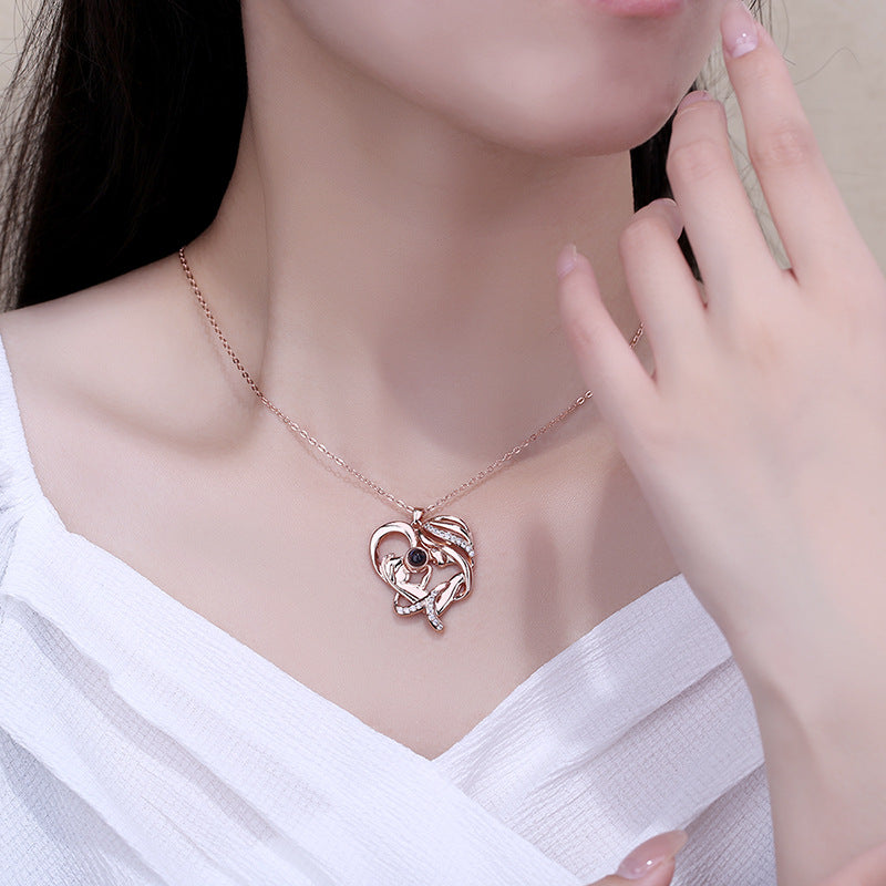 Mom Heart Projection Photo Necklace