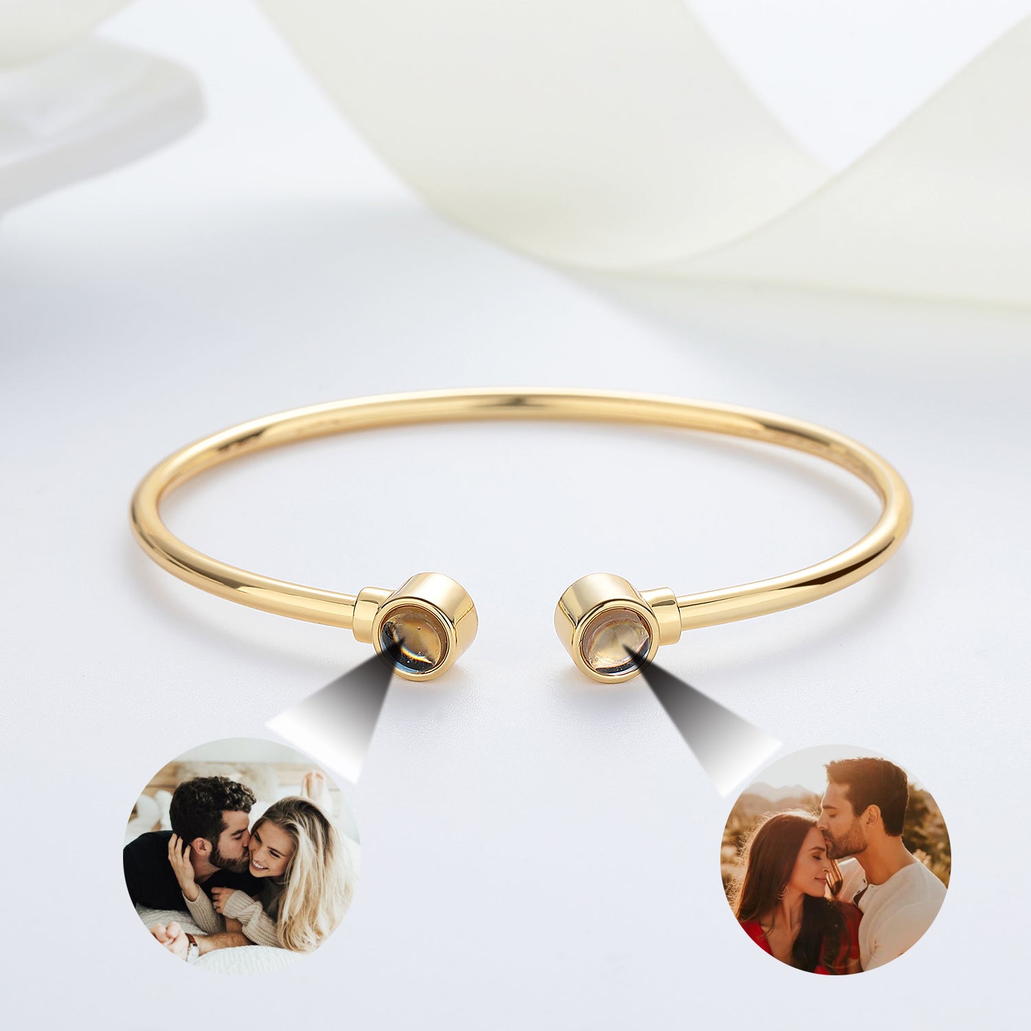 Phomora Personalized photo bangle jewelry gift with two hidden pictures